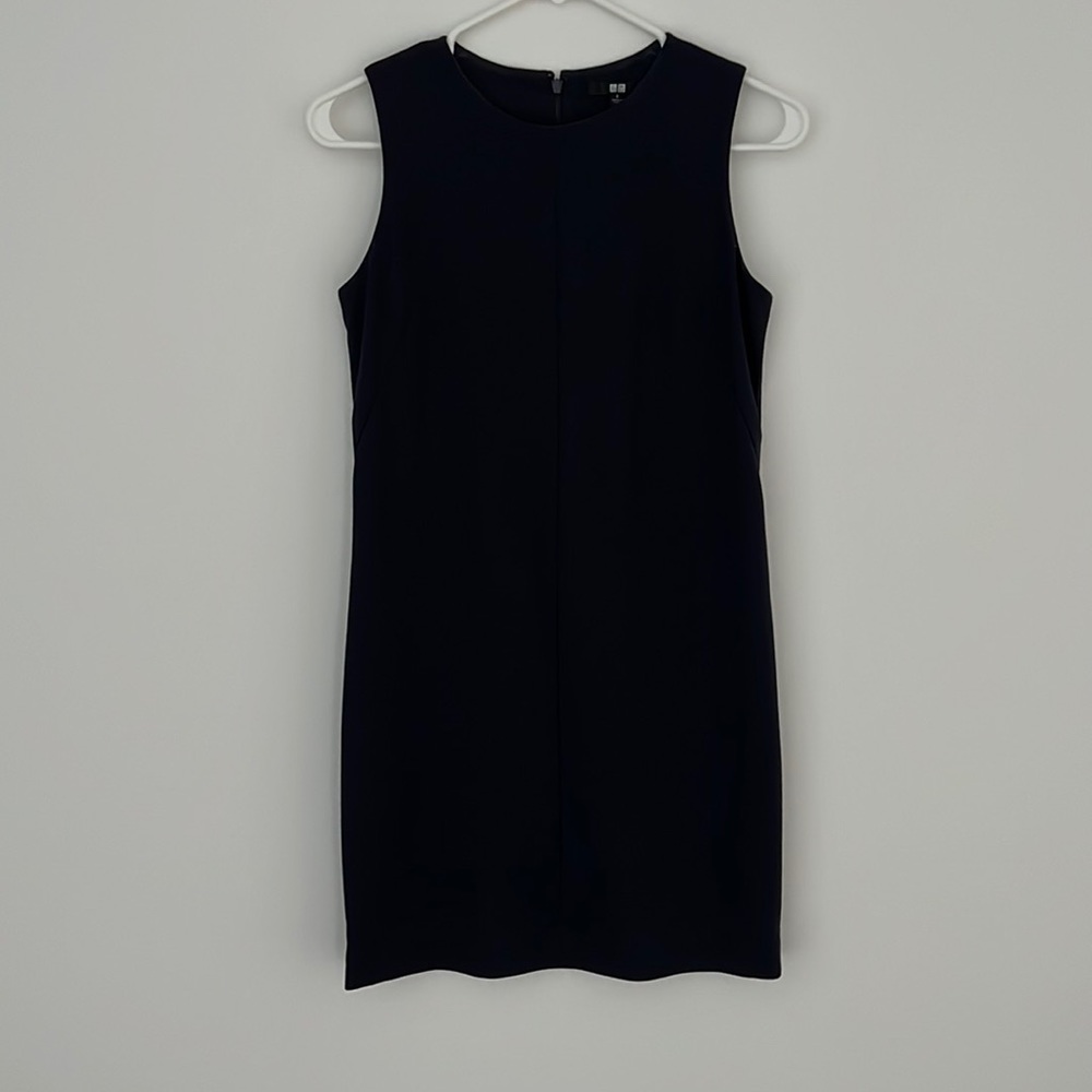 Uniqlo navy blue sleeveless shirt dress